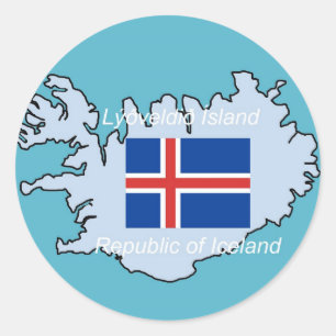 Map and Flag of Republic of Iceland Classic Round Sticker