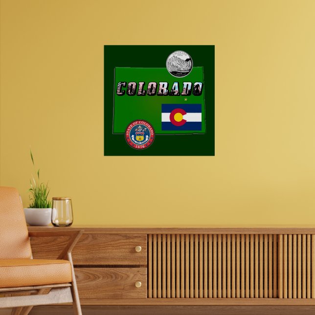 Map and Picture Text of Colorado Poster (Living Room 2)