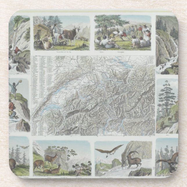 Map and Vignettes of Swiss Alps Coaster (Front)
