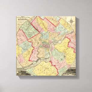 Map Around The City Of Philadelphia Canvas Print