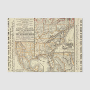 Map Atlantic Coast Line Tissue Paper