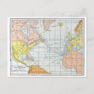 MAP: ATLANTIC VOYAGES POSTCARD