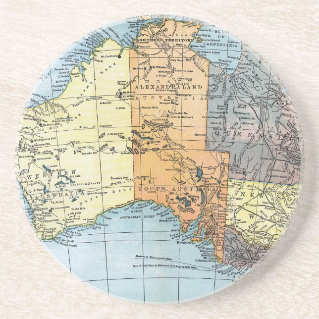 MAP: AUSTRALIA, c1890 Coaster (Front)