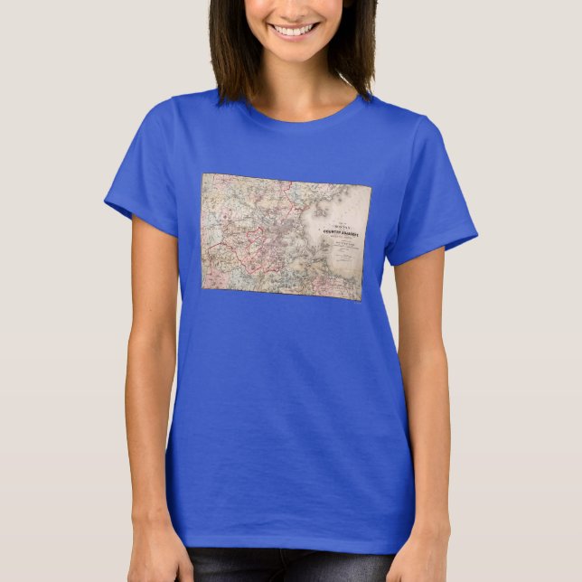Map: Boston, 1883 T-Shirt (Front)