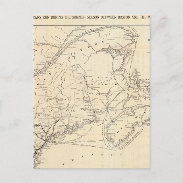 Map Boston and Maine Railroad Postcard (Front)