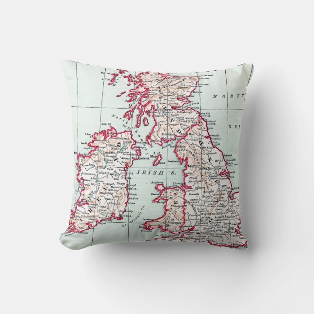 MAP: BRITISH ISLES, c1890 Cushion (Front)