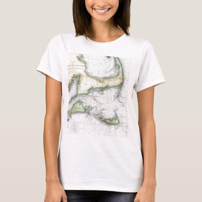 Map Cape Cod, Nantucket, Martha's Vineyard T-Shirt (Front)