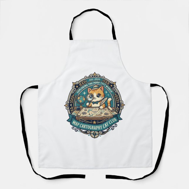 Map Cartography Cat Funny Cat Lover Design - Map C Apron (Front)