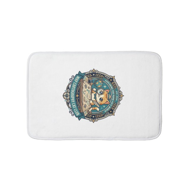 Map Cartography Cat Funny Cat Lover Design - Map C Bath Mat (Front)