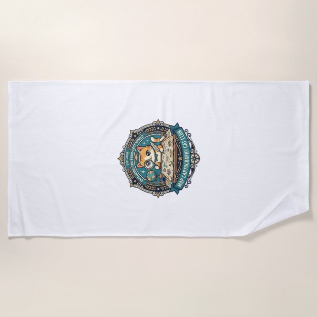 Map Cartography Cat Funny Cat Lover Design - Map C Beach Towel (Front)