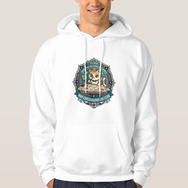 Map Cartography Cat Funny Cat Lover Design - Map C Hoodie (Front)