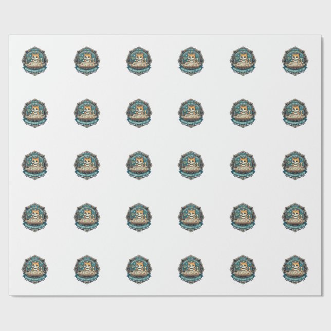 Map Cartography Cat Funny Cat Lover Design - Map C Wrapping Paper (Flat)