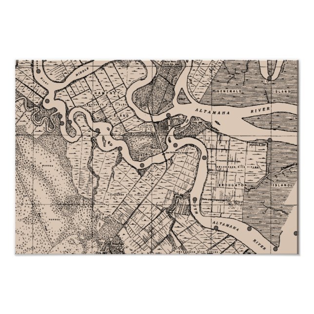 Map, Cartography, Geography, Altamaha River, USA  Photo Print (Front)