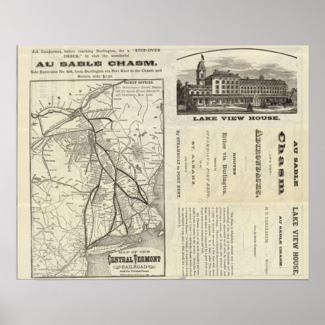 Map Central Vermont Railroad Poster (Front)