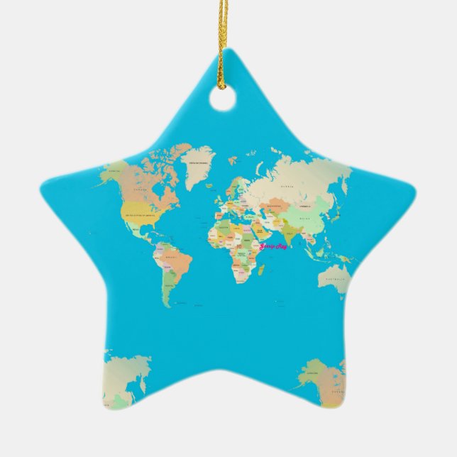map ceramic tree decoration (Front)