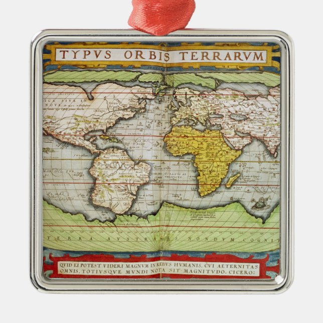 Map charting Sir Francis Drake's Metal Tree Decoration (Front)