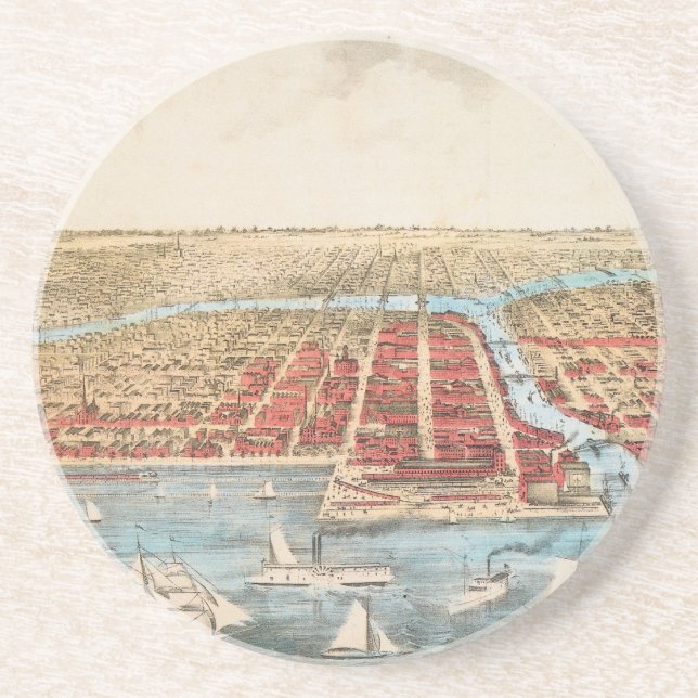 MAP: CHICAGO, c1857 Coaster (Front)