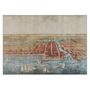 MAP: CHICAGO, c1857 Cutting Board