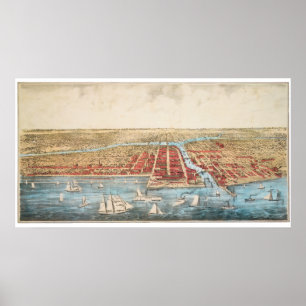 MAP: CHICAGO, c1857 Poster