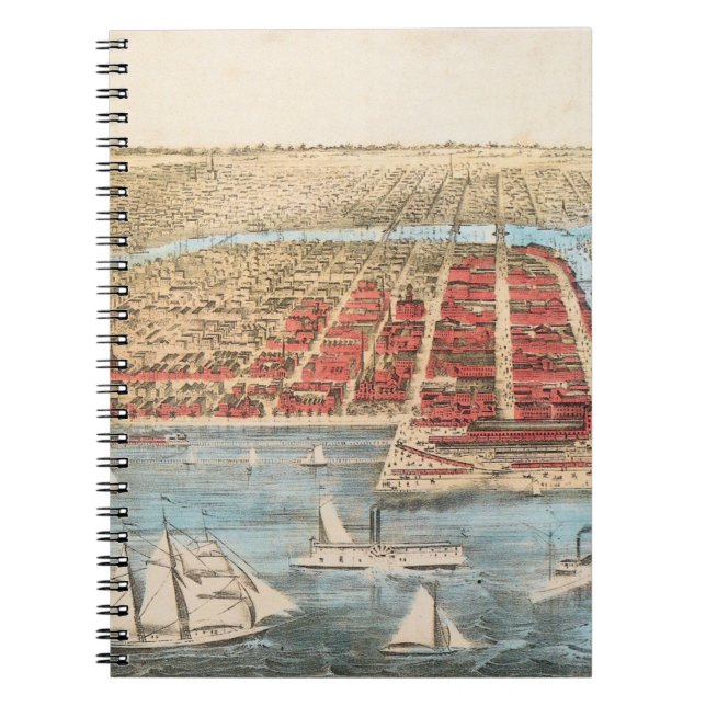 MAP: CHICAGO, c1857 Spiral Notebook (Front)