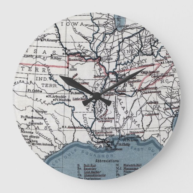 MAP: CIVIL WAR, 1861 LARGE CLOCK (Front)