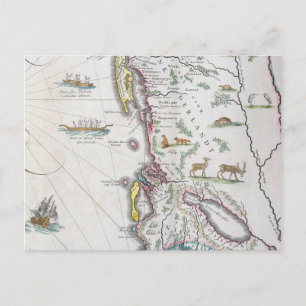 Map Depicting the East Coast Postcard