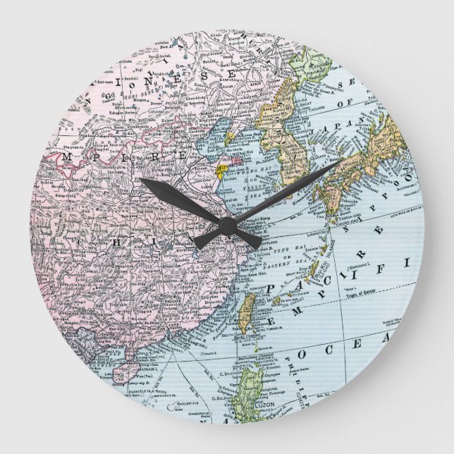 MAP: EAST ASIA, 1907 LARGE CLOCK (Front)