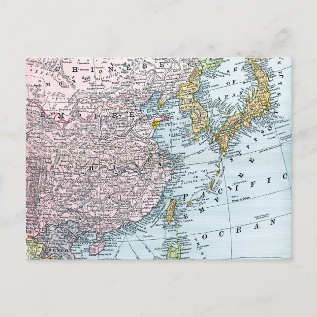 MAP: EAST ASIA, 1907 POSTCARD (Front)