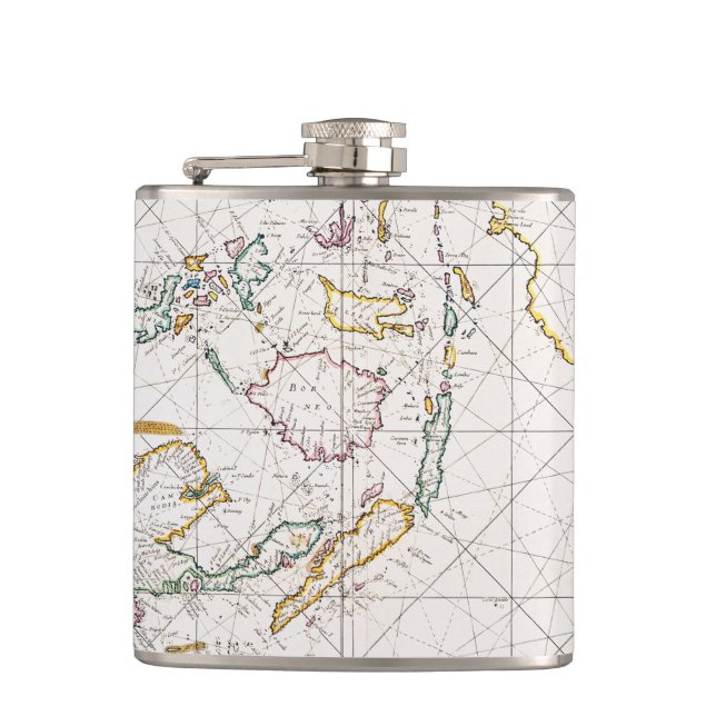 MAP: EAST INDIES, 1670 HIP FLASK (Front)