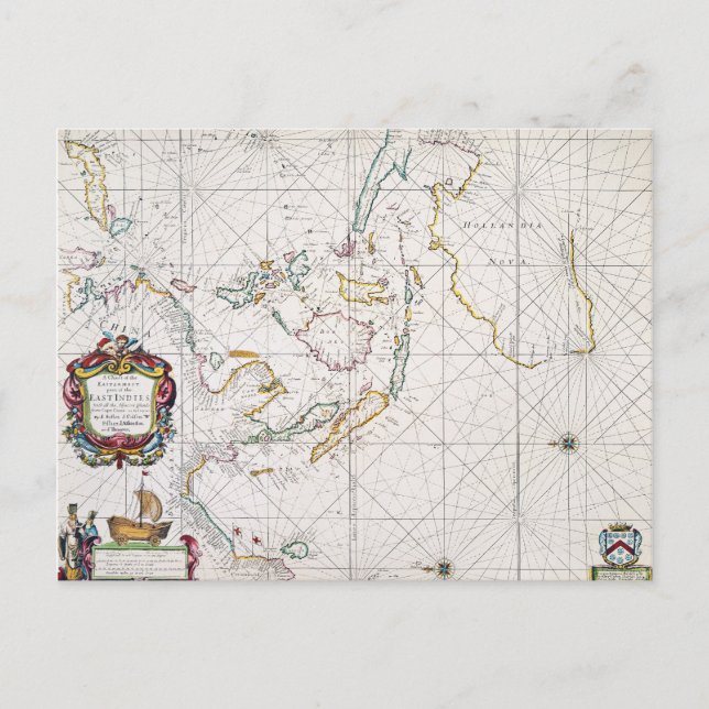MAP: EAST INDIES, 1670 POSTCARD (Front)
