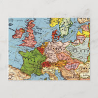 Map Europe France Scotland Ireland More Postcard