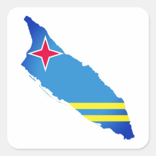Map flag of Aruba Square Sticker