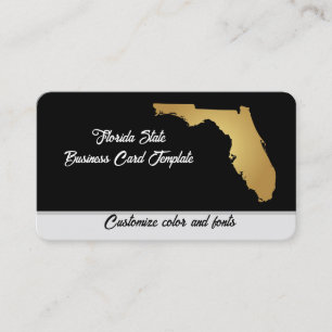Map Florida State Business Card Metallic Gold