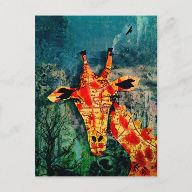 Map Giraffe 2 Postcard (Front)