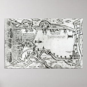 Map illustrating La Rochelle occupied Poster