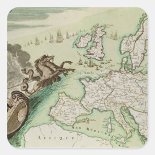 Map illustrating the Naval Attack on England Square Sticker