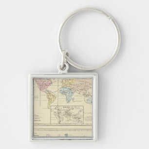 Map in colour of The World Key Ring