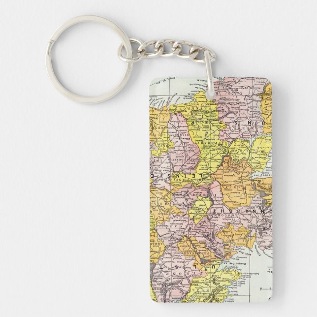 MAP: IRELAND, c1890 Key Ring (Front)