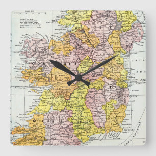 MAP: IRELAND, c1890 Square Wall Clock