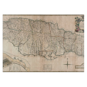 MAP: JAMAICA, 1755 2 CUTTING BOARD