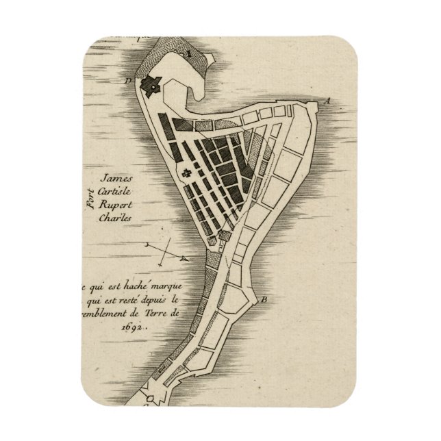 MAP: JAMAICA, 1755 MAGNET (Vertical)