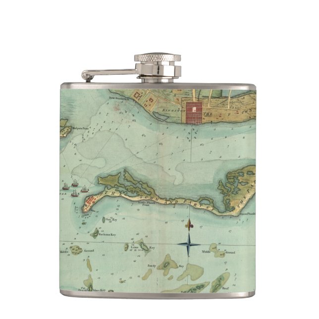 MAP: JAMAICA, 1756 HIP FLASK (Front)