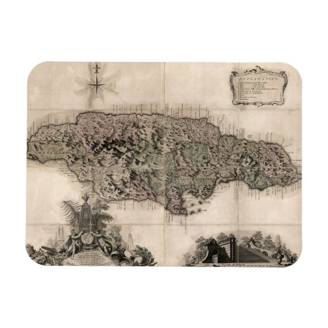 MAP: JAMAICA, 1763 MAGNET (Horizontal)