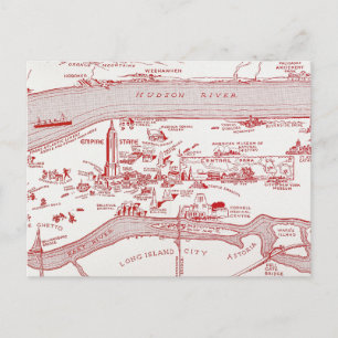 MAP: MANHATTAN, c1935 Postcard