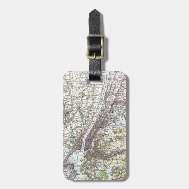 Map: New York Area, 1906 Luggage Tag (Front Vertical)