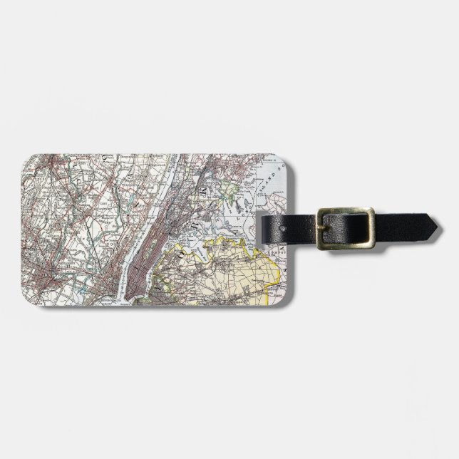 Map: New York Area, 1906 Luggage Tag (Front Horizontal)