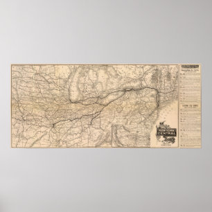 Map New York Central and Hudson River Railroad Poster