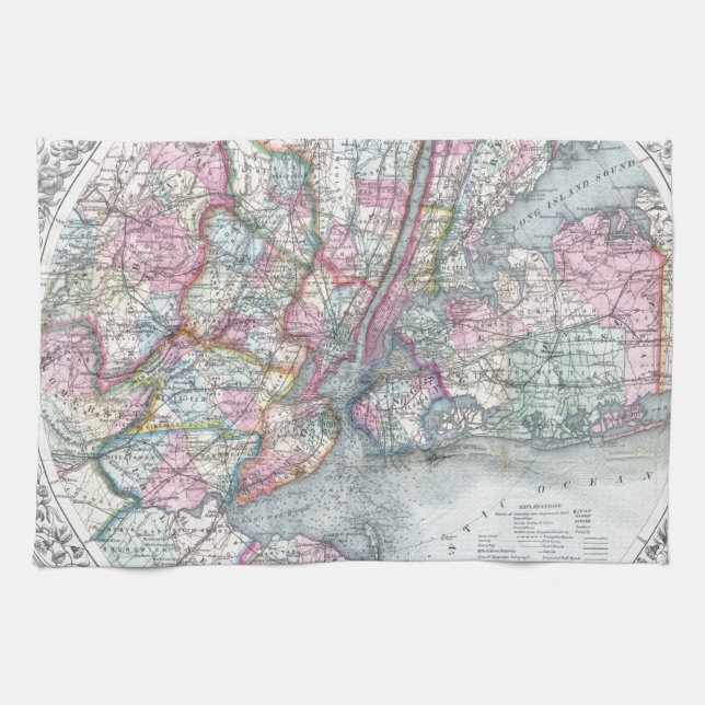Map  New York City Tea Towel (Horizontal)