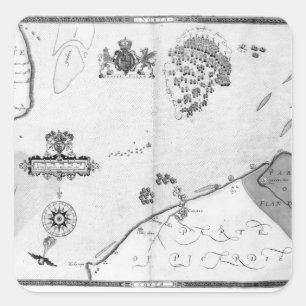 Map No.10 showing the route of the Armada fleet Square Sticker