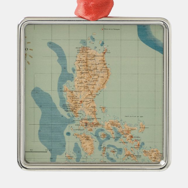 Map No 4 orographic Metal Tree Decoration (Front)